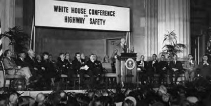 President Dwight D. Eisenhower speaks at the White House Conference on Highway Safety