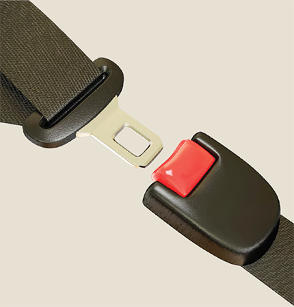two interlocking seat belt components almost connected