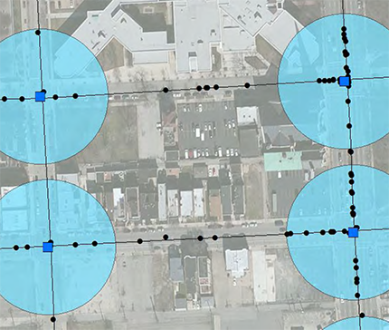 Aerial photo overlaid with GIS data